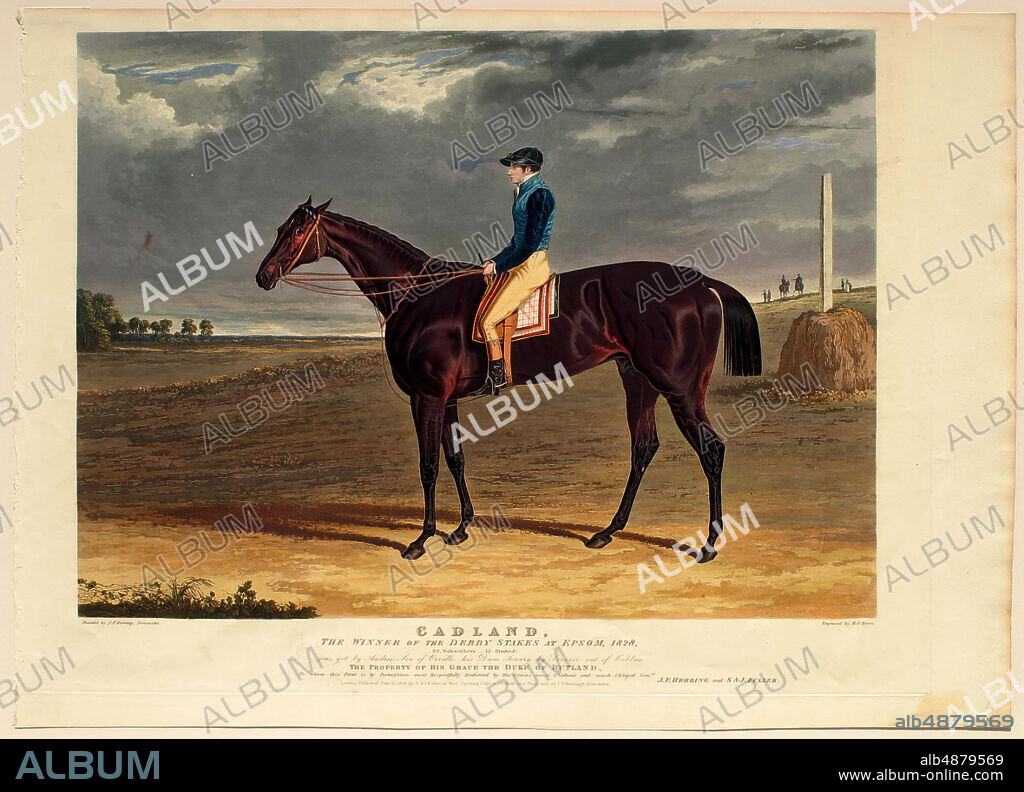 Richard Gilson Reeve, English, 1803 - 1889, After John Frederick Herring, Sr., (British, 17951865), 'Cadland', 1828, Aquatint on paper, Overall: 12 3/4 x 17 3/8 in. (32.4 x 44.1 cm).
