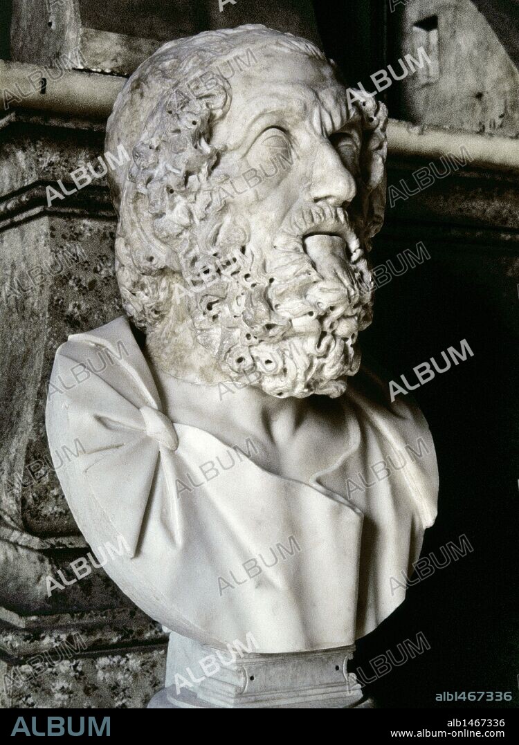HOMERO (siglo VIII aC). Poeta griego. Autor de "La Ilíada" y "La Odisea". Busto. Museos Capitolinos. Roma. Italia.