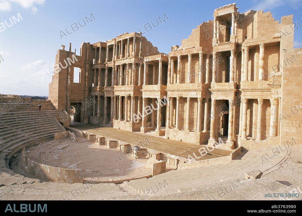 The theatre, Sabrata (Sabratha), UNESCO World Heritage Site, Tripolitania, Libya, North Africa, Africa.