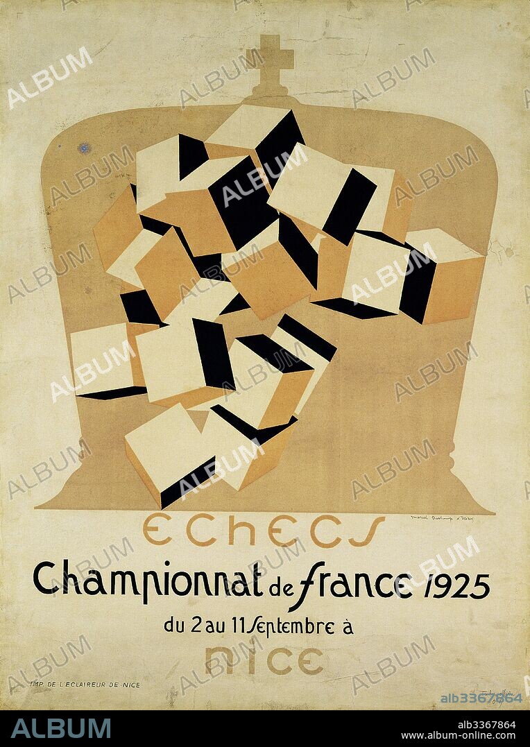 MARCEL DUCHAMP. Poster for Third French Chess Championship, 1925.