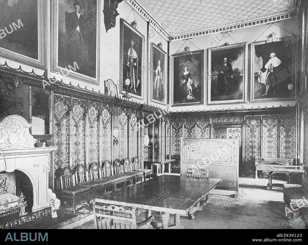 'Eridge Castle, Tunbridge Wells - The Marquis of Abergavenny, K.G.', 1910.  In 1787 Henry Nevill, the 2nd Earl of Abergavenny, began building Eridge Castle in exuberant Gothic, a style made fashionable  at the time by the author Horace Walpole with his redevelopment of his London home, Strawberry Hill House. From The Connoisseur Vol XXVIII. [Otto Limited, London, 1910].