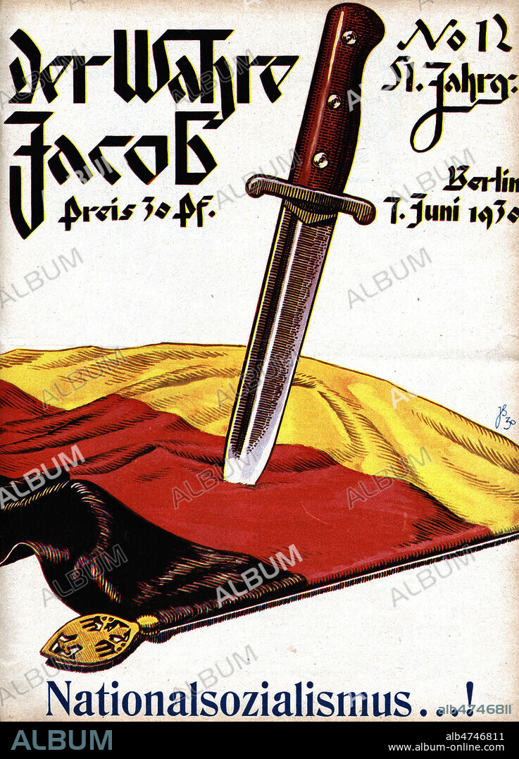 Nazisme... !. Illustration Caricature de Jacobus BELSEN ( 1870-1937) pour Der Wahre Jacob du 7 juin 1930. Credit : Coll. Dixmier/KHARBINE-TAPABOR.