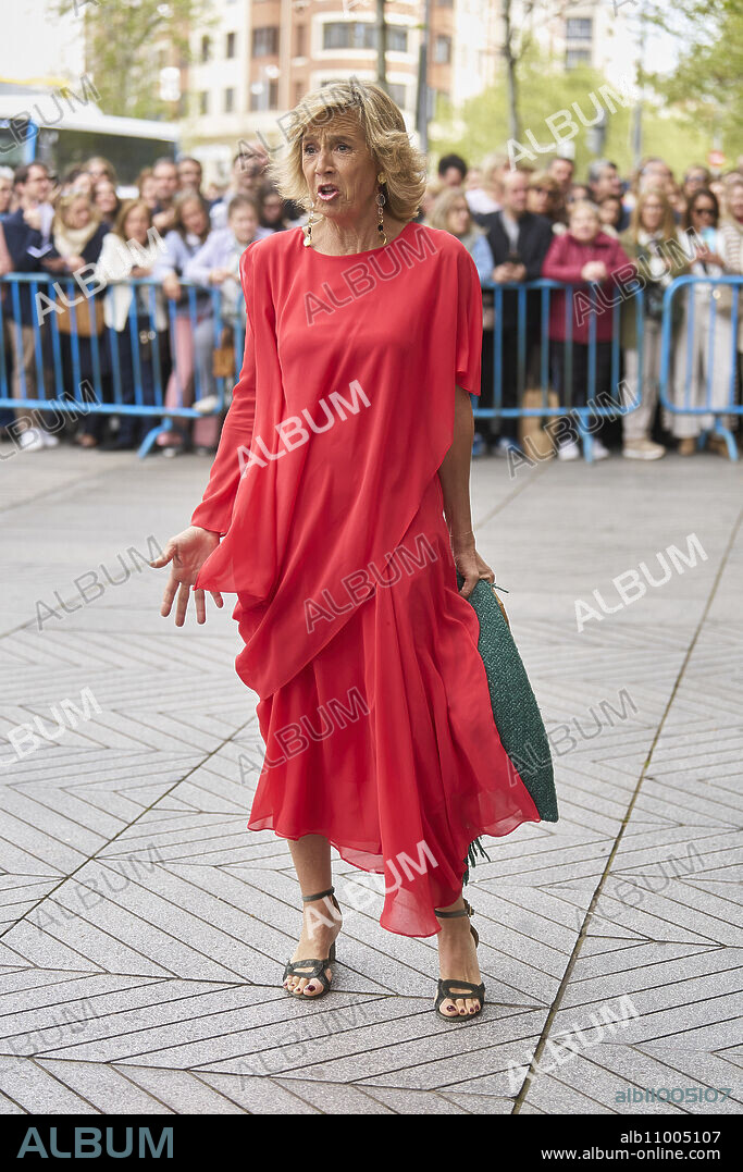 Marta Barroso arrives at the wedding of Jose Luis Martinez Almeida, major of Madrid, and Teresa Urquijo at Sagrado Corazon and San Francisco de Borja Church on April 6, 2024 in Madrid, Spain.