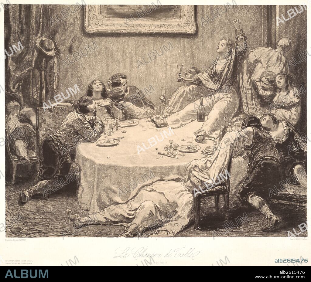 Paul Gavarni (aka Hippolyte-Guillaume-Sulpice Chevalier, French, 1804 - 1866). La Chanson de Table, 1852. Lithograph. Third state.