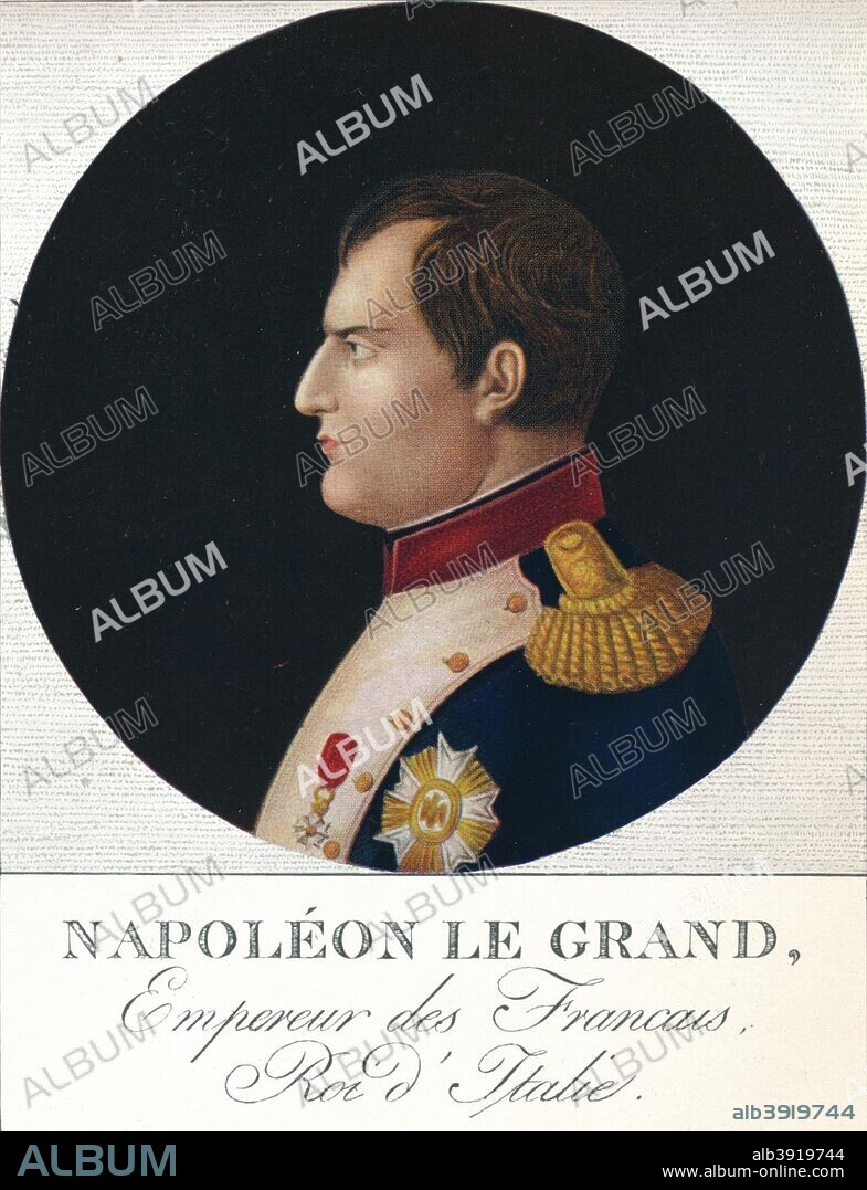 'Napoleon Bonaparte, Emperor of the French, King of Italy', c19th century (1912). Napoleon Bonaparte (1769-1821) was a French military and political leader who rose to prominence during the French Revolution and led several successful campaigns during the Revolutionary Wars. From The Connoisseur Vol XXXIV. [ Otto Limited, London, 1912].