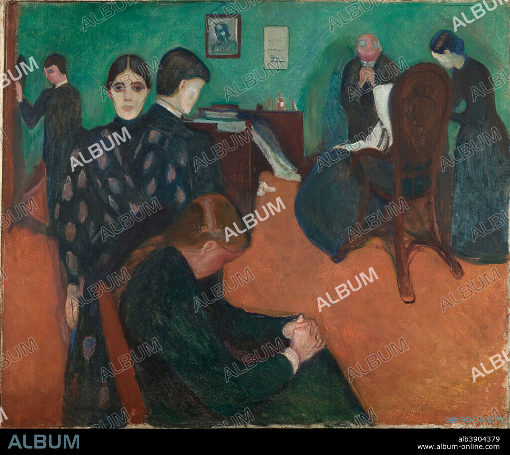 EDVARD MUNCH. Death in the Sickroom Muerte en el cuarto del enfermo. Date/Period: 1893. Painting. Oil on canvas. 134x160 cm.