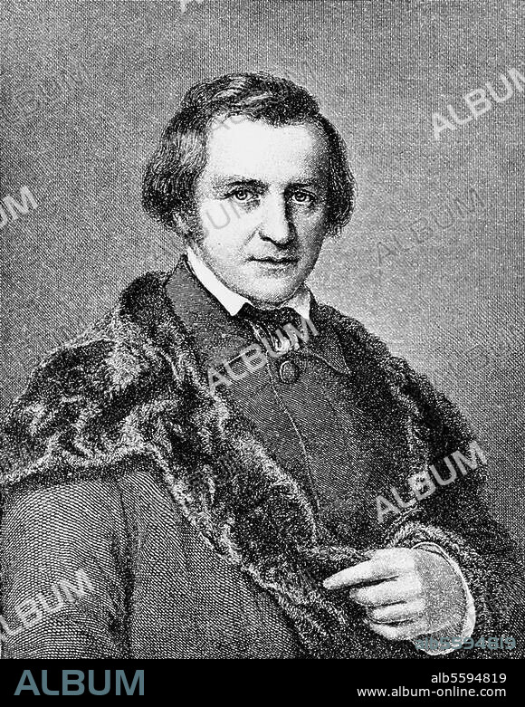 Hase, Karl August von evang. Theologe Steinbach (Sachsen) 25.8.1800 - Jena. 3.1.1890. Porträt. Kupferstich, 1853, von Schultheiß nach dem Gemälde, 1852, von Friedrich Dürck (1809-1884).