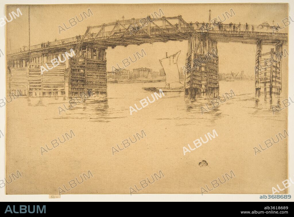 JAMES ABBOTT MCNEILL WHISTLER. Old Battersea Bridge. Artist: James McNeill Whistler (American, Lowell, Massachusetts 1834-1903 London). Dimensions: Plate: 7 13/16 × 11 5/8 in. (19.9 × 29.5 cm)
Sheet: 7 13/16 × 11 5/8 in. (19.9 × 29.5 cm). Date: 1879.