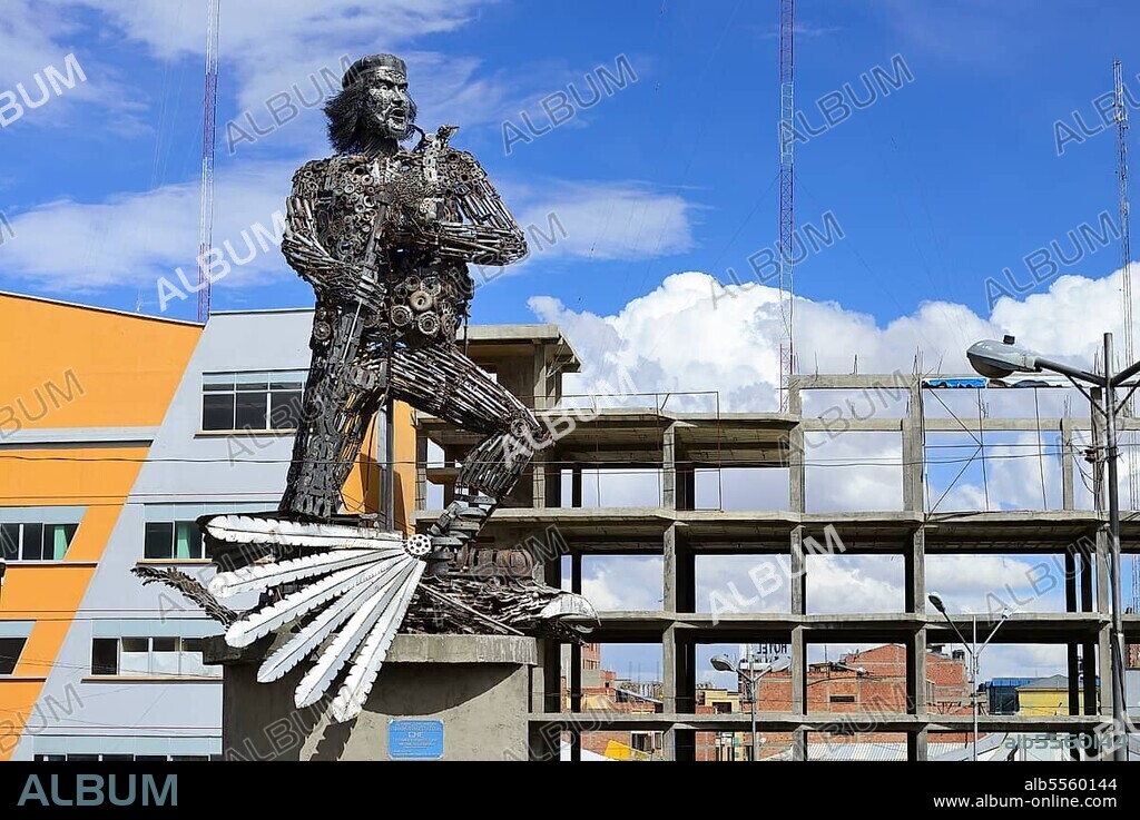 Ernesto Che Guevara as a statue made of engine parts, El Alto, La Paz Department, Bolivia, South America.