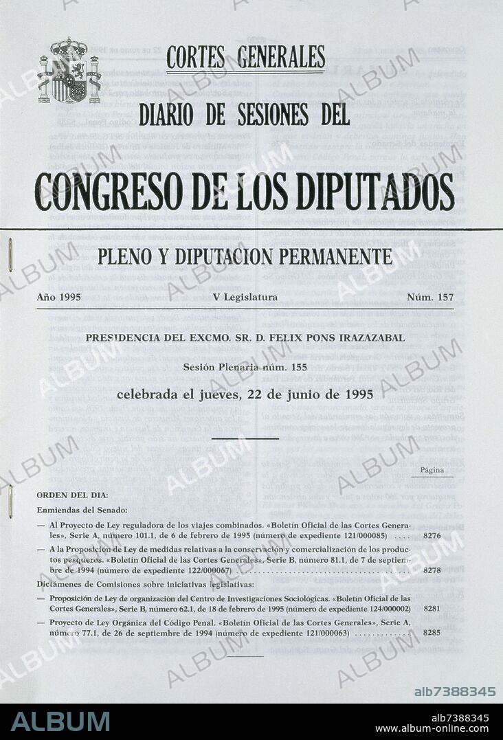 DIARIO DE SESIONES DEL CONGRESO DE LOS DIPUTADOS - PLENO Y DIPUTACION PERMANENTE - 22 DE JUNIO DE 1995.