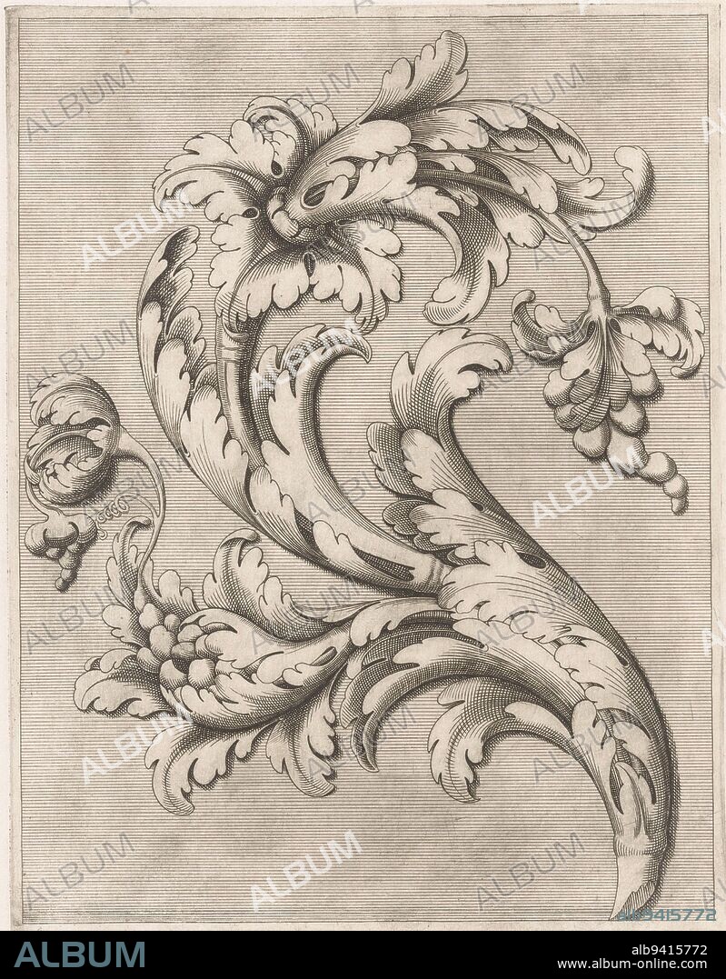 Acanthus motif, print maker: Cesare Domenichi, (mentioned on object), Ludovico Scalzi, (possibly), Pietro Antonio Prisco, (possibly), Italy, 1589 - 1614, paper, engraving, h 287 mm × w 222 mm.