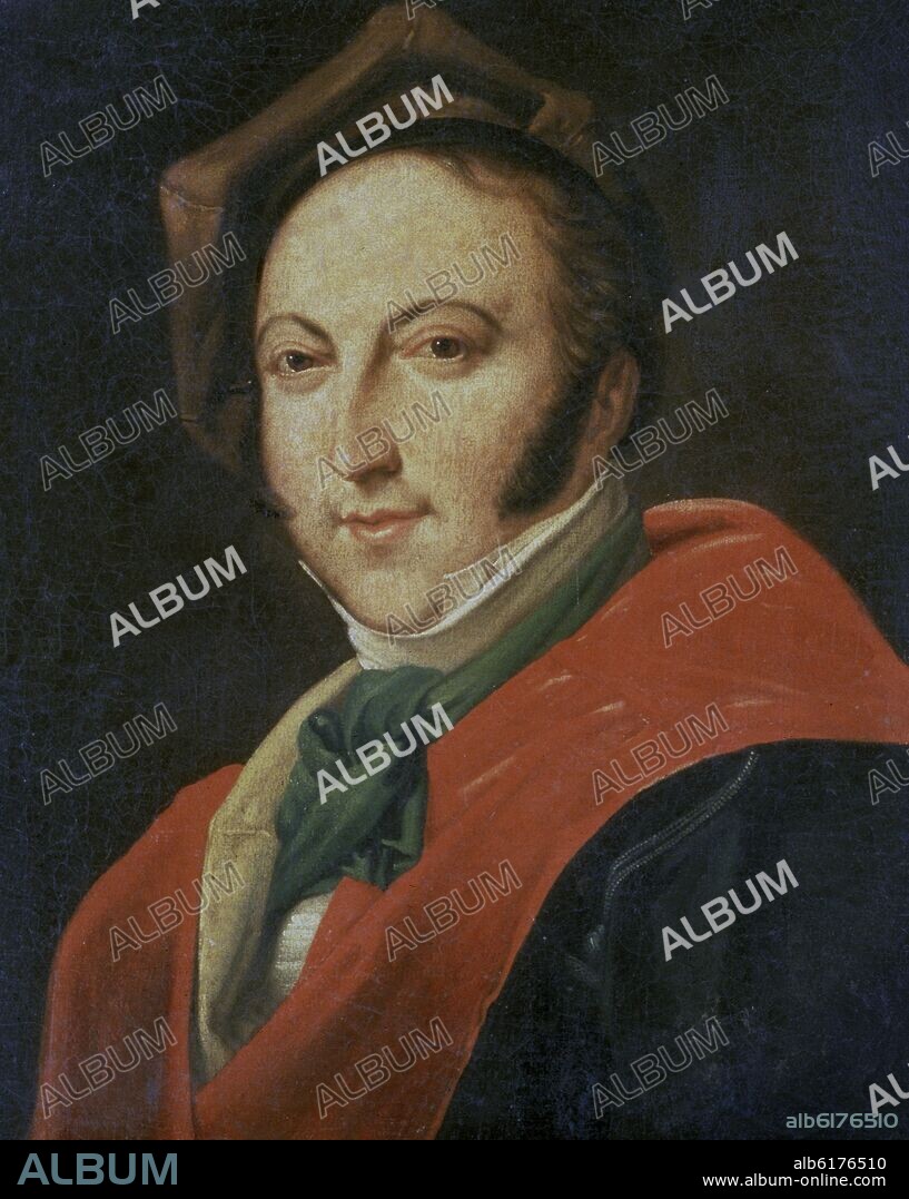 RETRATO DEL COMPOSITOR ITALIANO GIOACCHINO ROSSINI EN 1820 - (1792-1868).