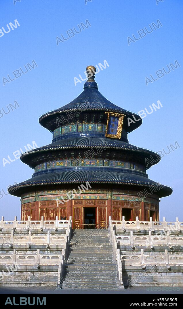 Construction on the Temple of Heaven began in 1406 during the reign of Emperor Yongle (r. 1402-1424) and took 14 years to complete. The complex contains three main buildings where the emperor, as the 'Son of Heaven', went during the winter solstice to offer prayers and sacrifices for a good harvest. The emperor spent the night before the ceremony fasting in the Hall of Abstinence. The Hall of Prayer for Good Harvests in the north stands 39 m tall and is supported by 28 wooden pillars covered with three conical roofs, all covered with blue glazed tiles. The last person to use the hall was Yuan Shi-kai, president of the new republic, who had imperial ambitions and who offered imperial sacrifices on the winter solstice in 1914. The Hall of the Imperial Vault of Heaven, in the centre, stored the ceremonial tablets used in rituals. Echo Wall, a circular brick wall surrounding the Imperial Vault, has the acoustical ability to enable two people standing at opposite points to hear each other whisper. The Circular Mound Altar of Heaven, to the south, is where the emperor offered sacrifices and prayed.