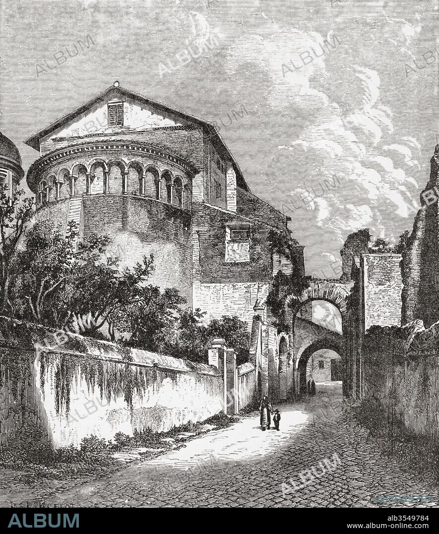 The church of Santi Giovanni e Paolo, Celian Hill, Rome, Italy in the late 19th century. From Italian Pictures by Rev. Samuel Manning, published c.1890.