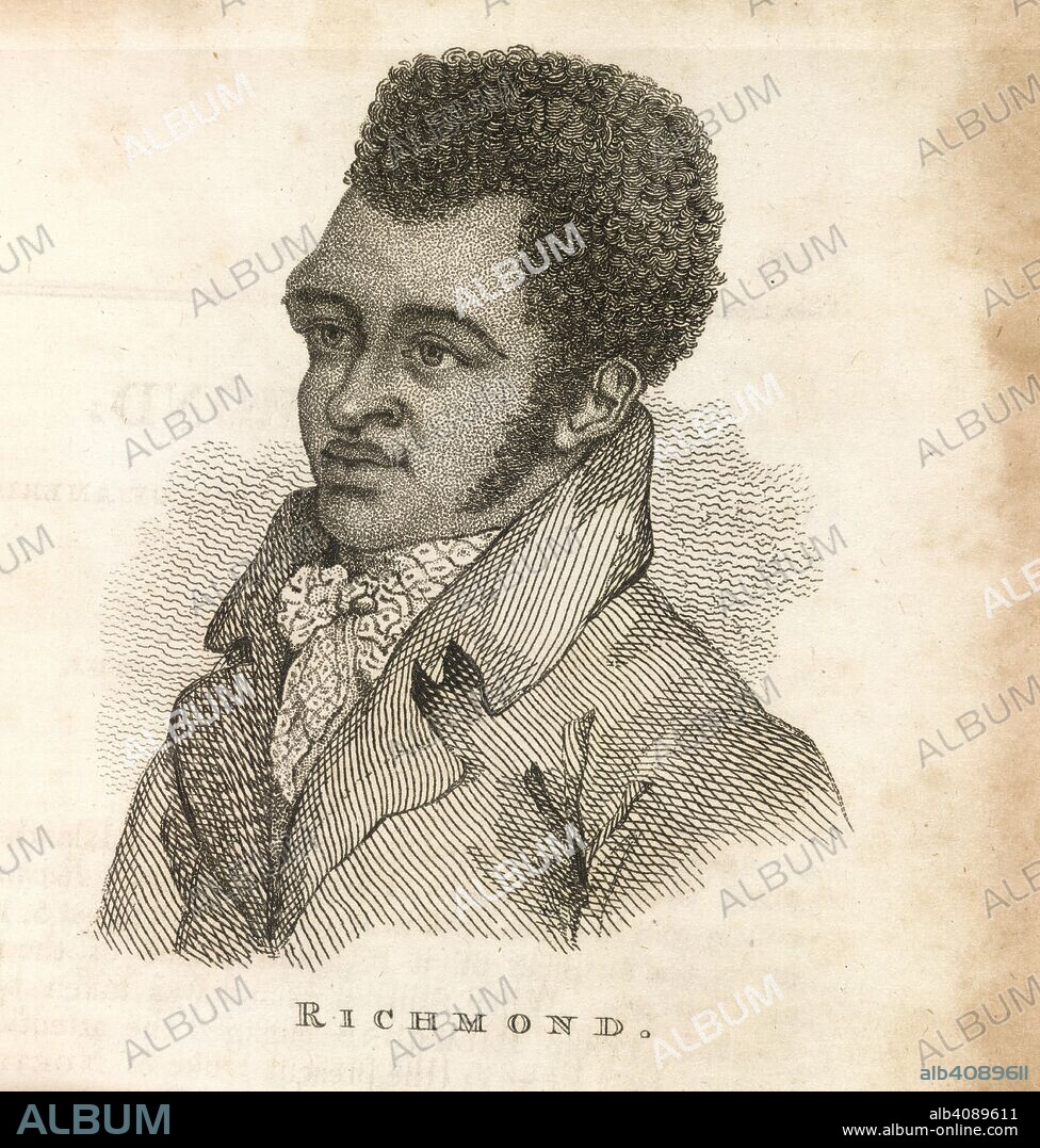 Bill Richmond. Boxiana; or Sketches of ancient and modern pugilis. G. Smeeton: London, 1812. Bill Richmond (1763-1829). Pugilist/Boxer. Portrait. The son of former slaves, Richmond became a respected boxer. He fought a famous match against the British champion Tom Cribb in 1805. After retirement he established a boxing academy in London. Became a popular publican and respected member of the Fancy.  Image taken from Boxiana; or Sketches of ancient and modern pugilism; from the days of the reowned Broughton and Slack, to the heroes of the present milling Ã¦ra! By One of the Fancy [i.e. Pierce Egan]. [With plates.]  Originally published/produced in G. Smeeton: London, 1812. . Source: 7920.g.30, opposite 440. Language: English.