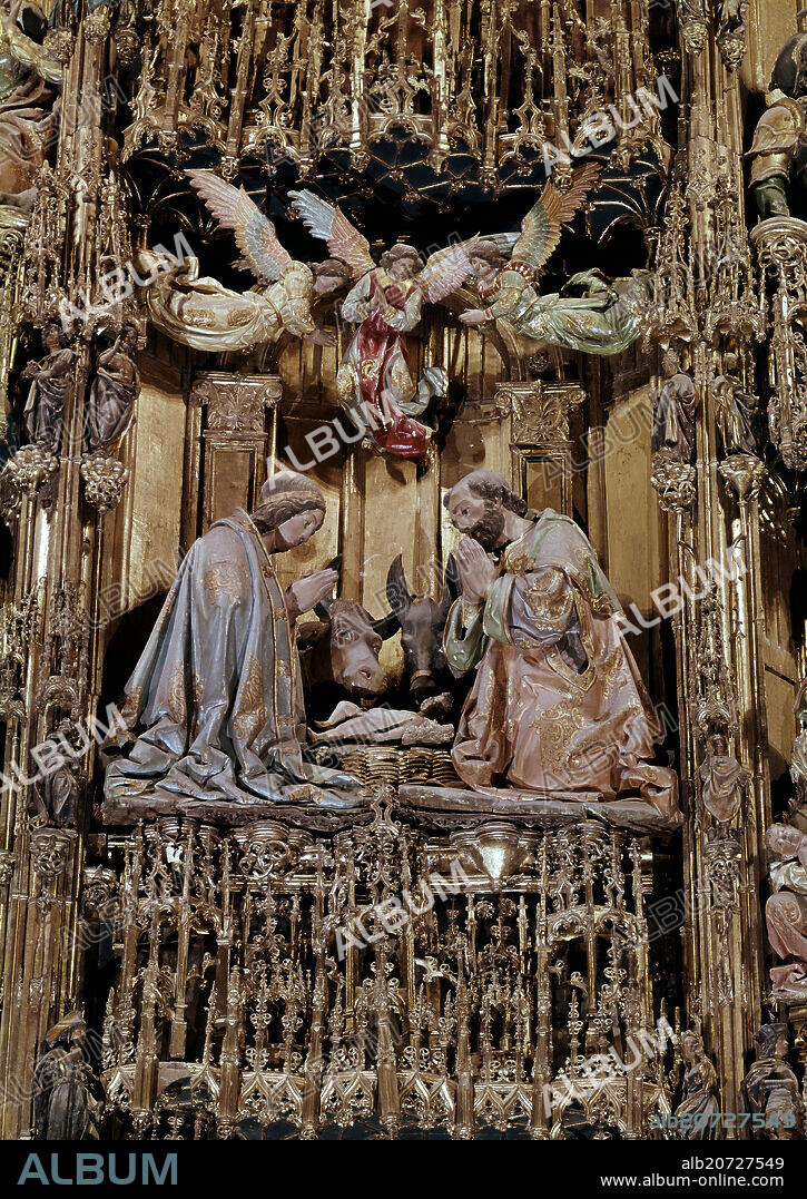 DIEGO COPIN DE HOLANDA-MAESTRO ESCULTOR. RETABLO MAYOR - ESCENA DE LA NATIVIDAD - 1498.