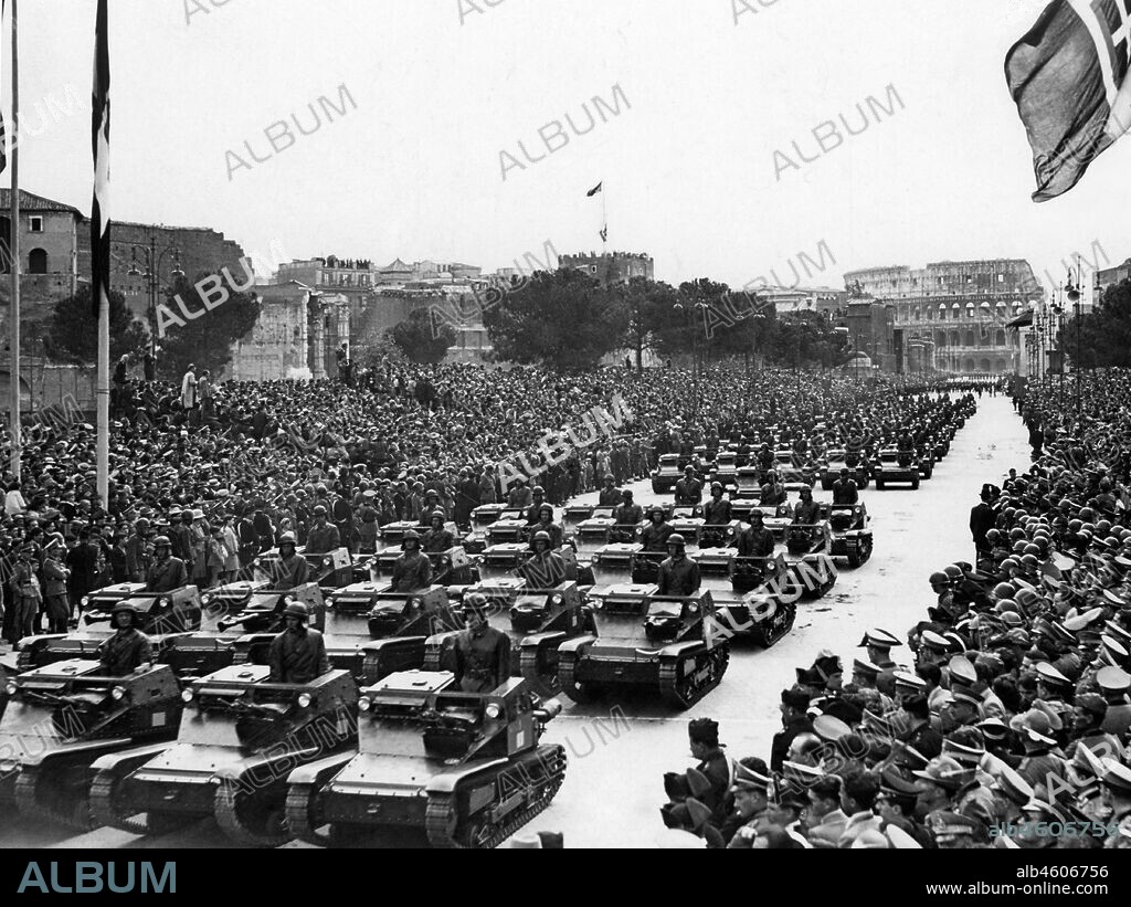 Italy. Rome. military parade in via dell'impero. 1930.
