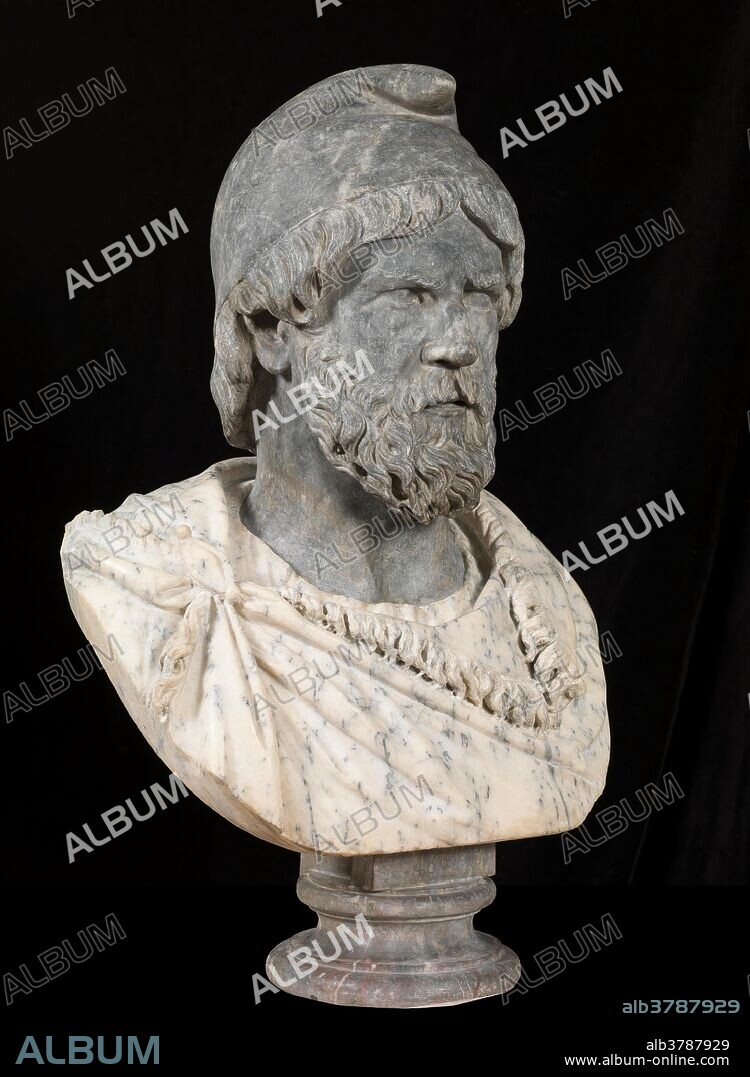 ANONIMO. Anónimo / 'Dacio del Foro de Trajano'. Siglo XVIII. Basalto, Mármol, 75 x 49 cm.