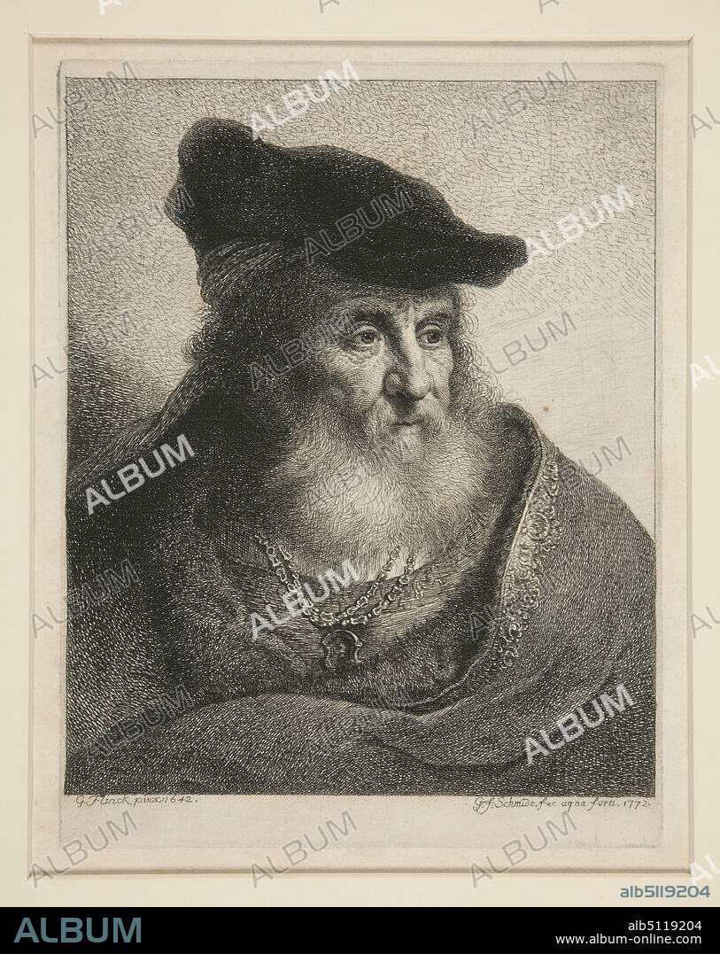 Artist: Georg Friedrich Schmidt, German, 17121775, Head of a Bearded Man in Velvet Cap, Etching, 17.4 × 13.4 cm (6 7/8 × 5 1/4 in.), Made in Germany, German, 18th century, Works on Paper - Prints.
