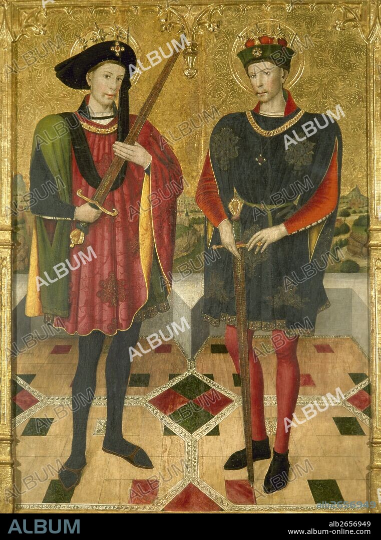 Jaume Huguet (ca 1412-1492). Spanish painter. Altarpiece of the Saints Abdon and Senen (1460-1561), 301 x 225 cm. Central panel. Gothic style. Church of Saint Mary of Terrassa, province of Barcelona, Catalonia, Spain.