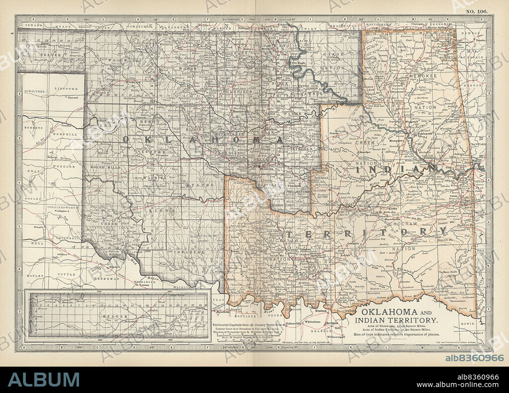 Map of Oklahoma and the Indian Territory.