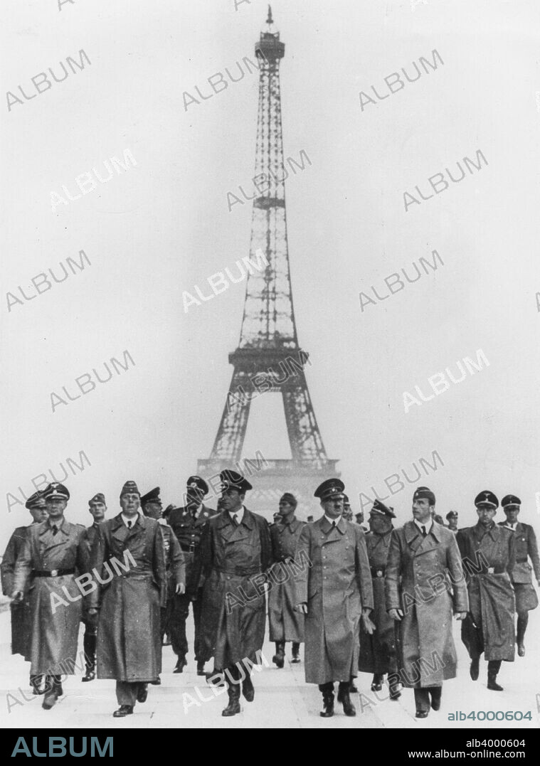 Adolf Hitler, German Nazi dictator, inspecting occupied Paris, France, 1940. Paris fell to the Germans on 14th June 1940.