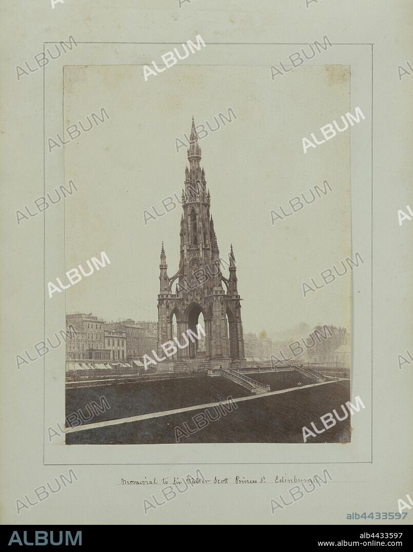 Memorial to Sir Walter Scott, Princes Street, Edinburgh, John Wheeley Gough Gutch (British, 1806 - 1862), Edinburgh, Scotland, 1857, Salted paper print, 20.9 × 15.7 cm (8 1/4 × 6 3/16 in.).