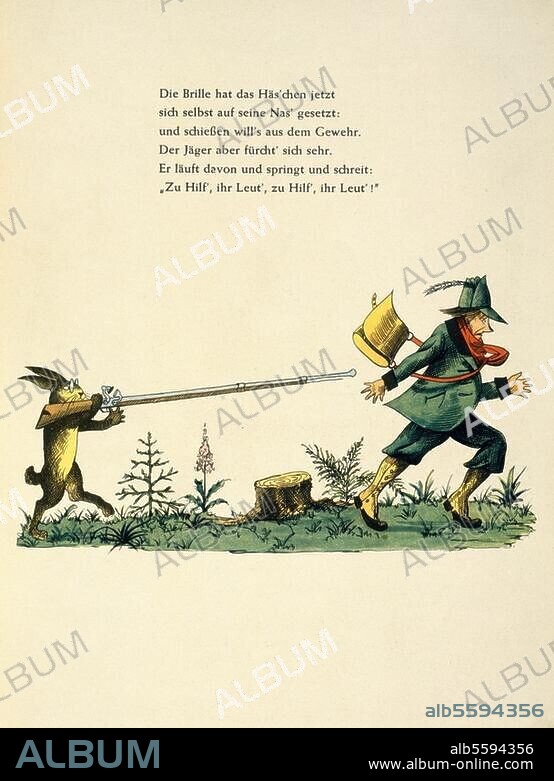Hoffmann, Heinrich Arzt und Dichter. 1809-1894. Werke: Der Struwwelpeter (1847). "Die Geschichte vom wilden Jäger". ("Die Brille hat das Häs'chen jetzt..."). Nachdruck der Ausgabe 1847.