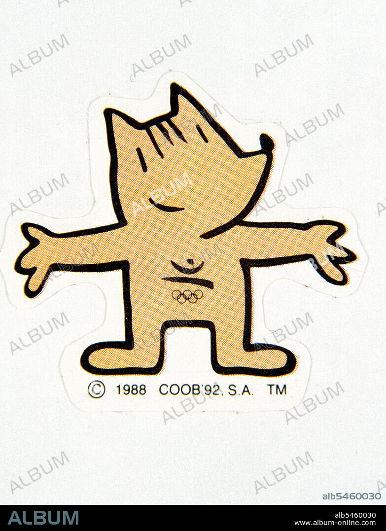 COBI. MASCOTA OFICIAL DE LOS JUEGOS OLIMPICOS CELEBRADOS EN BARCELONA DISEÑADA POR JAVIER MARISCAL , AÑO 1982.