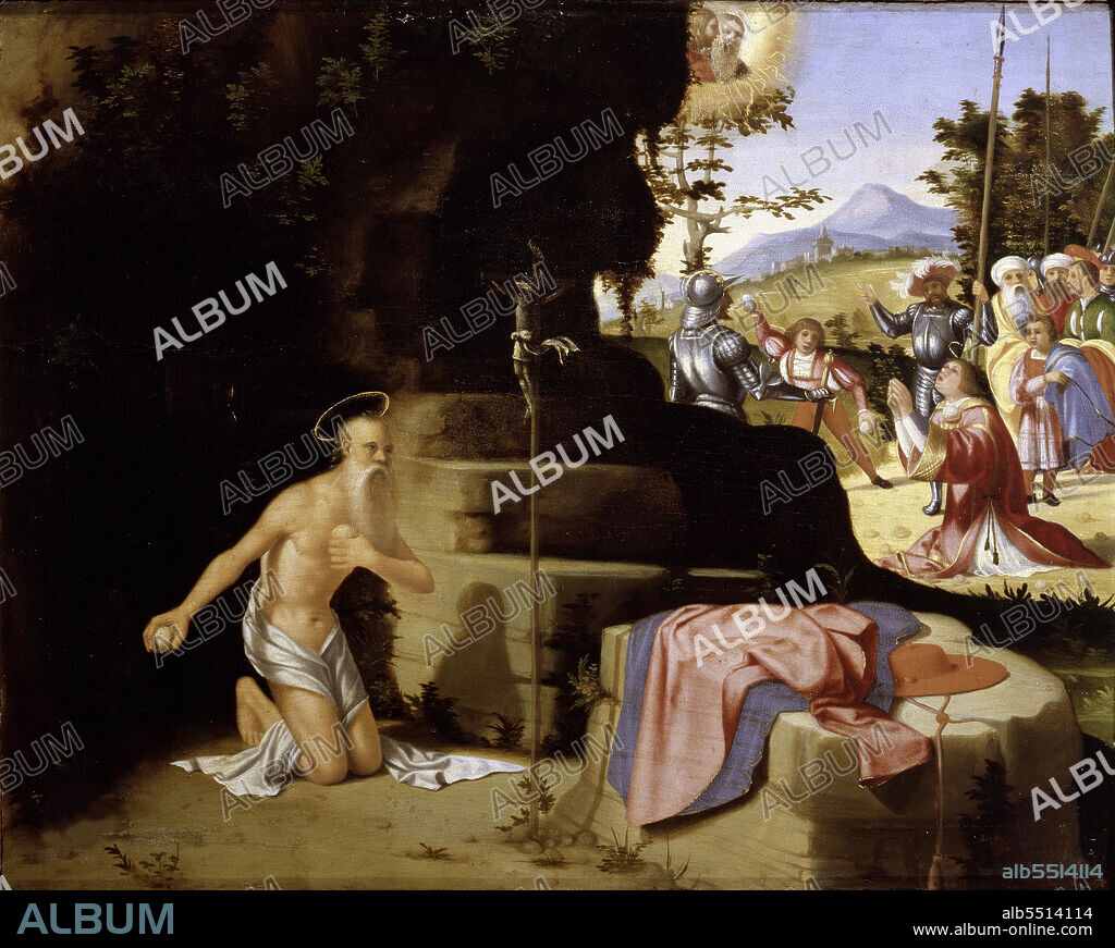 ANDREA PREVITALI. The penitent Saint Jerome in the desert and The Stoning of Saint Stephen.