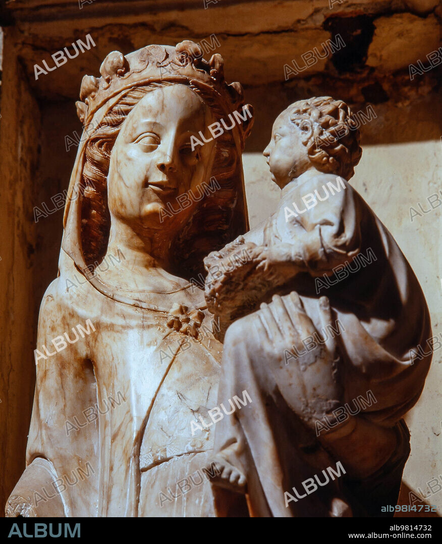 JAUME CASCALLS. Retablo en mármol blanco de la Virgen María de la iglesia de Santa María de Cornellá de Conflent, 1345.
