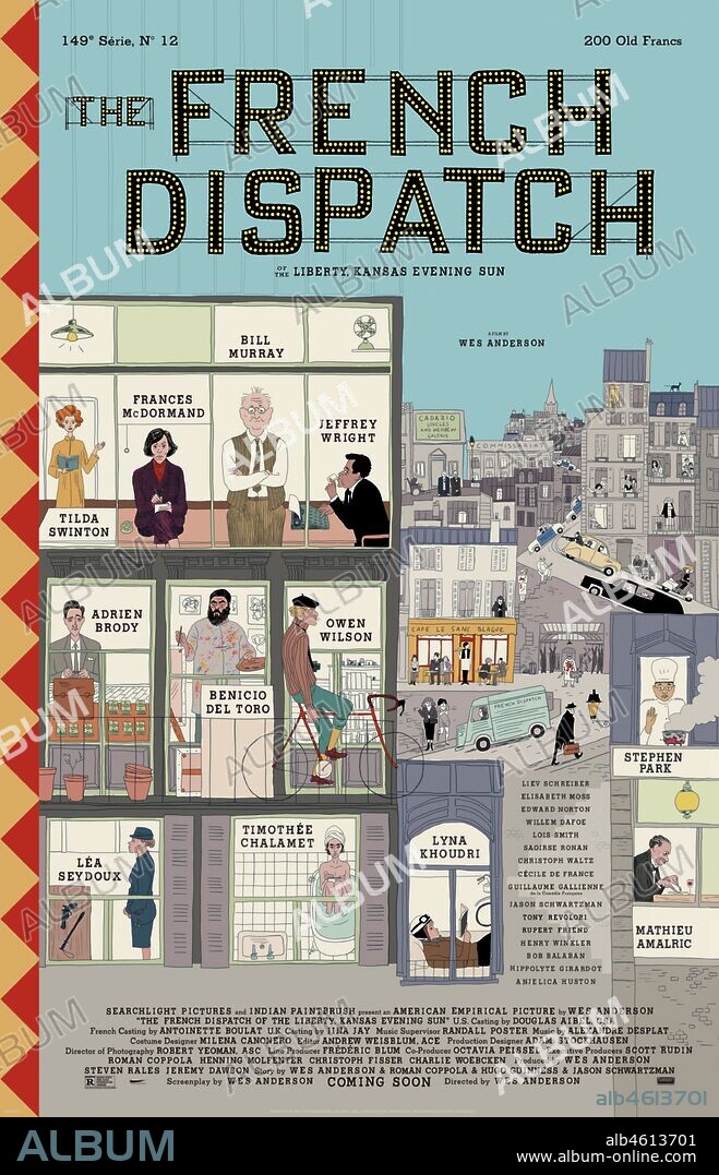 Affiche de THE FRENCH DISPATCH, 2021, réalisé par WES ANDERSON. Copyright AMERICAN EMPIRICAL PICTURES/INDIAN PAINTBRUSH/STUDIO BABELSB.