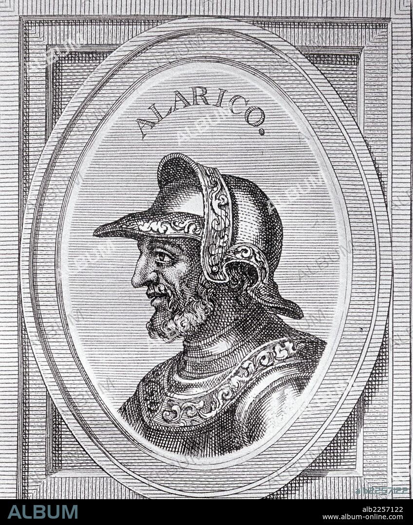 ALARICO II. REY VISIGODO ( 484 - 507 ). GRABADO DE ARNOLDO VANWESTER , AÑO 1684. BIBLIOTECA NACIONAL. MADRID.