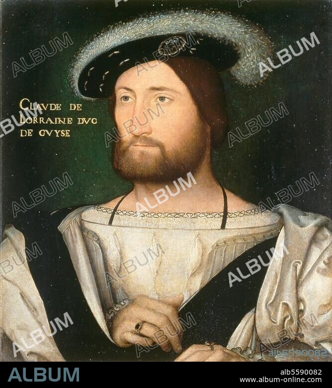Guise, Claude de Lorraine, Duke of G.. Condé-sur-Moselle 20.10.1496 - Joinville 12.4.1550. Portrait. Painting by Jean Clouet (c. 1480-1547). Oil on wood, 29 × 26cm. Inv. No. 252. Florence, Palazzo Pitti, Galleria Palatina.