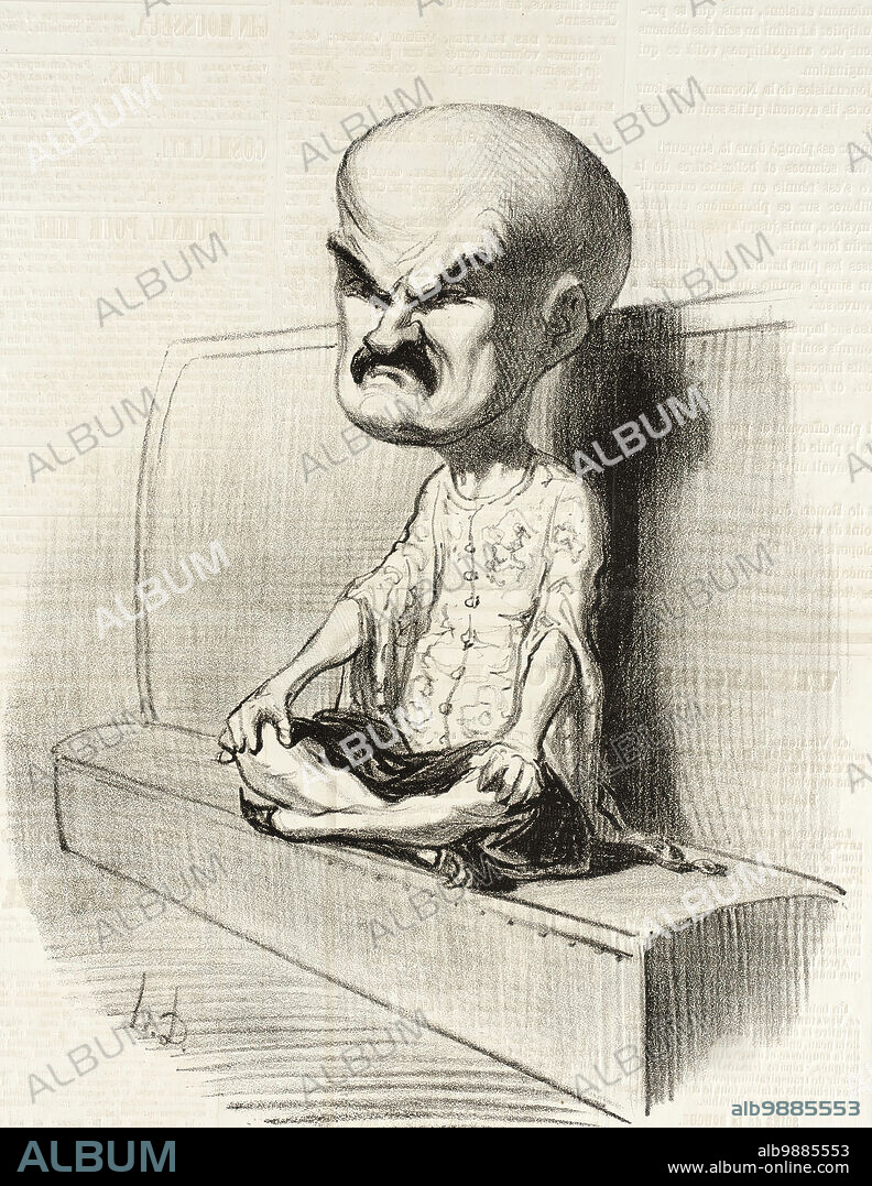 HONORÉ DAUMIER. Vesin, 1849. French politician caricatured as 'Vézin de Macao' due to his bald head and incomprehensible speeches. From Les Représentans Représentés (Representatives Represented).