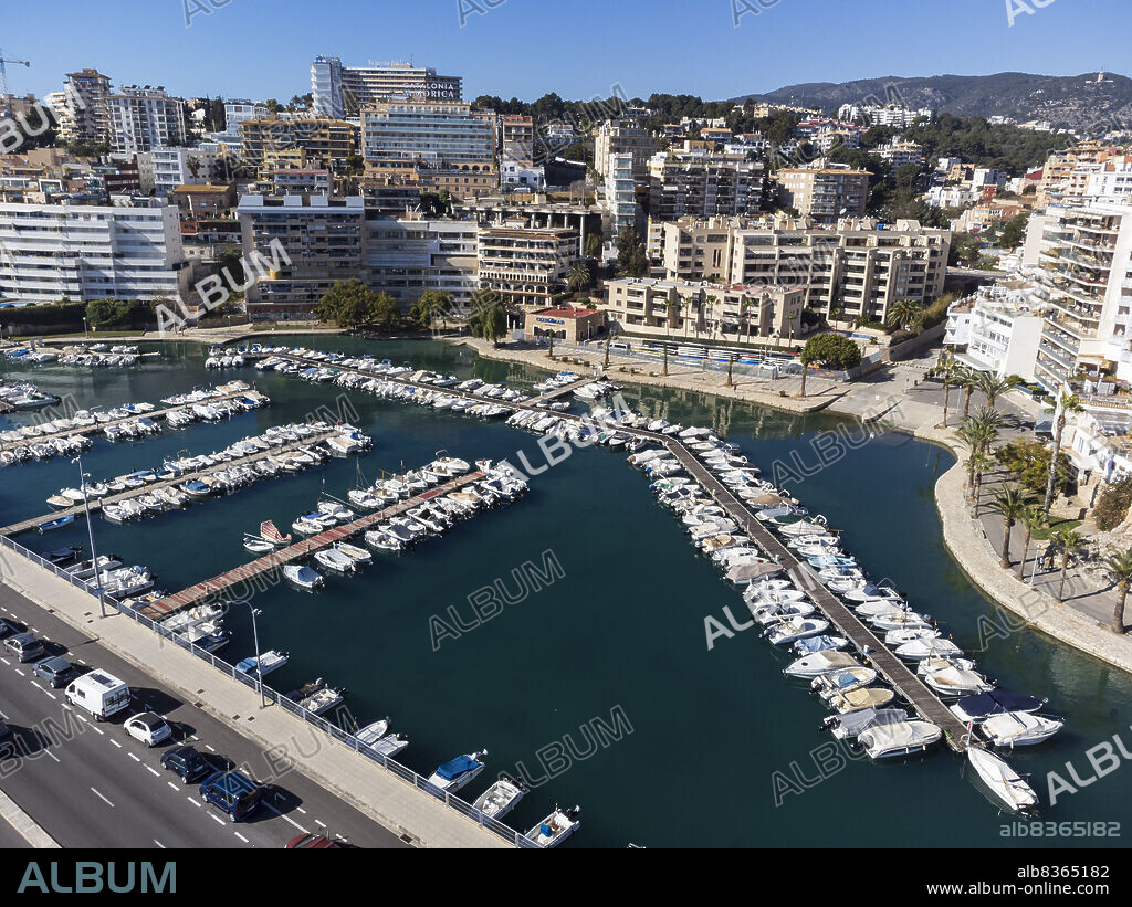 Can Barbara Dock aerial view, Palma Mallorca, Balearic Islands, Spain.