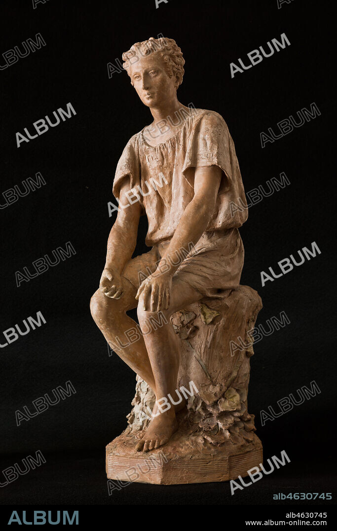 Assicoop - Unipol Collection: Silvestro Barberini (1854 - 1916), "Sitting Boy"; terracotta. H.cm 72.