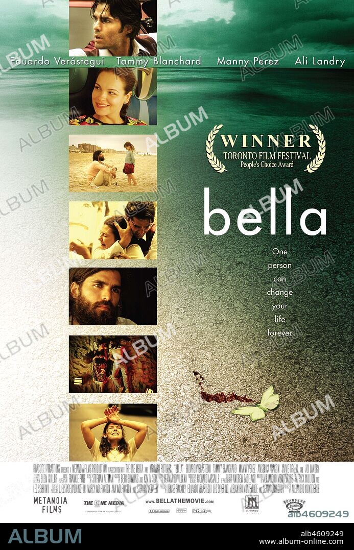 Poster de BELLA, 2006, dirigida por ALEJANDRO GOMEZ MONTEVERDE. Copyright METANOIA FILMS/BELLA PRODUCTION/MPOWER PICTURES/ONE MEDIA.
