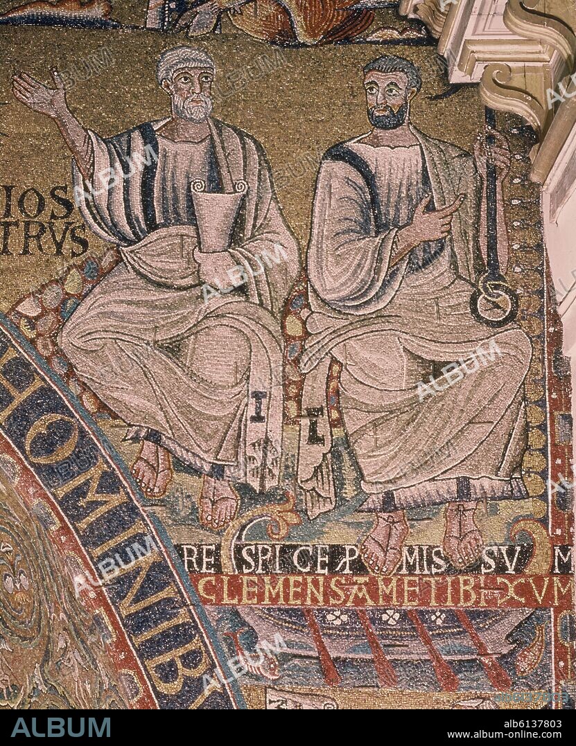 MOSAICO CON SAN PEDRO Y SAN CLEMENTE EN EL ABSIDE DE LA BASILICA DE SAN CLEMENTE - SIGLO XII.