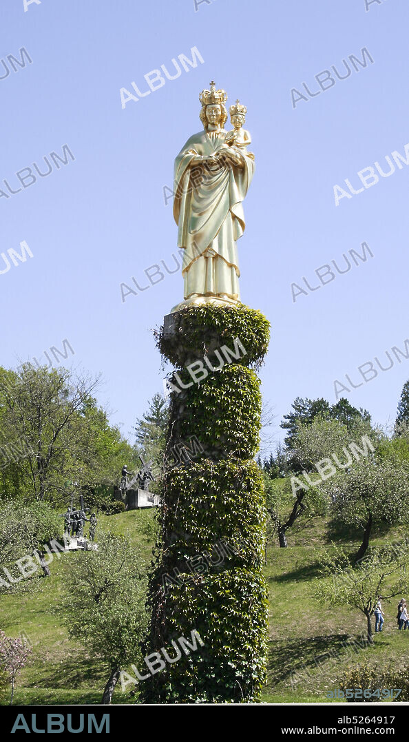 The shrine of Marija Bistrica, Croatia, Europe. Marija Bistrica is the largest sanctuary Marian of Croatia, is located in the part southeast of Croatian Zagorje on the northern slopes of the mountain above Zagreb is about forty kilometers away from the capital. Virgin Mary with the Jesus statue, the venerated Madonna.