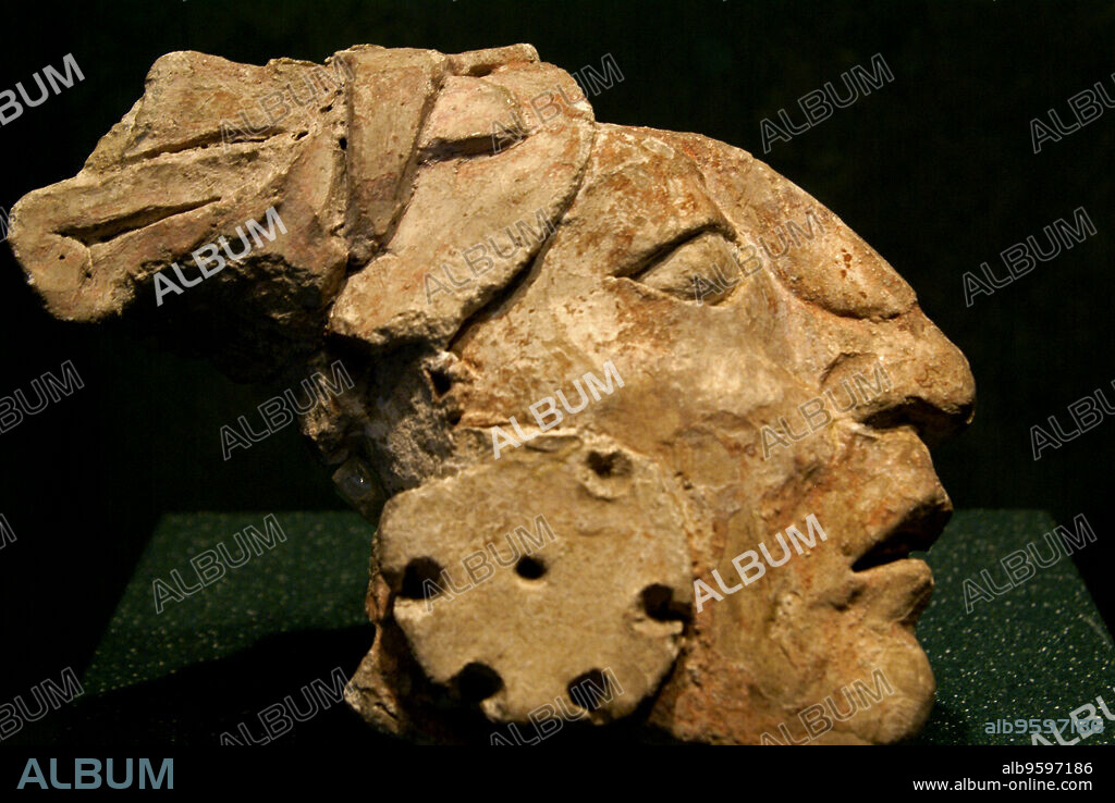Rostro de perfil. Cultura Maya. Museo Nacional de antropologia. Estado de Mexico D.F. Mexico.