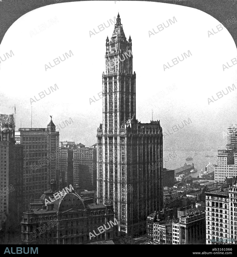 New York, New York: c. 1915 The tallest building in the world is the 'Cathedral of Commerce', the Woolworth Building in New York City.