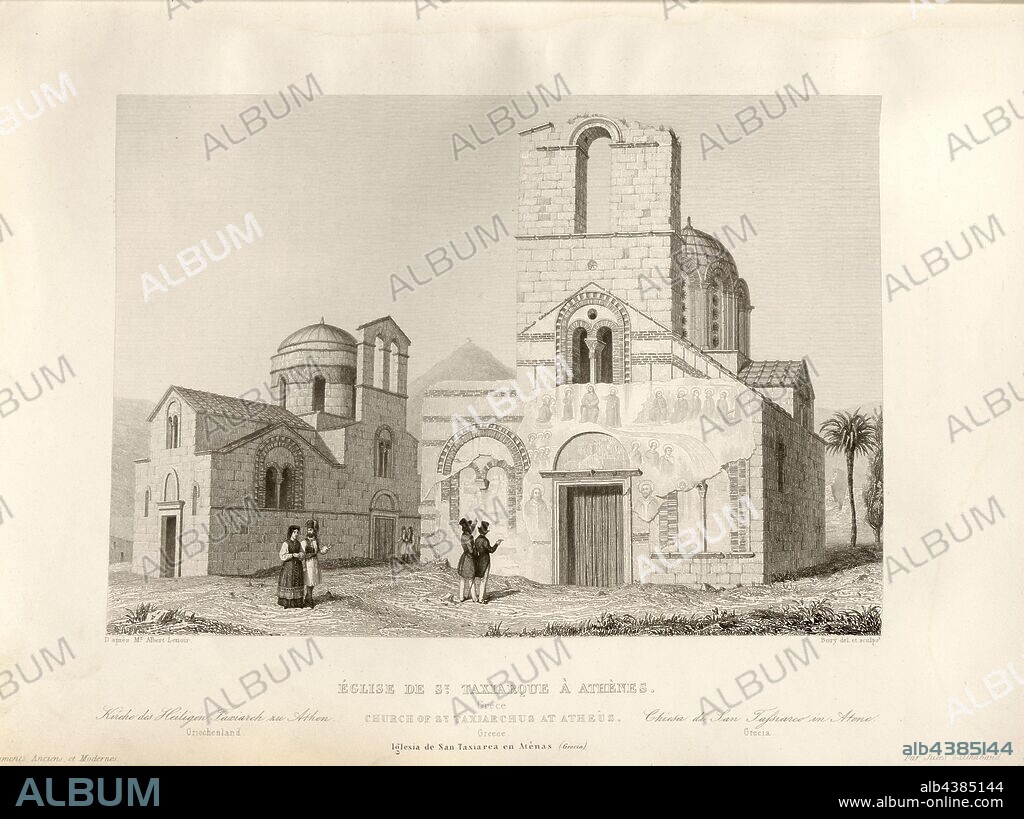 Church of St. Taxiarque in Athens. Greece, Former Church of St. Taxiarchis in Athens, signed: D'après Mr. Albert Lenoir; Bury del. Et sculps, Fig. 38, p. 139, Lenoir, Albert (inv.); Bury, Jean Baptiste Marie (del. d'après Albert Lenoir et sc.), 1853, Jules Gailhabaud: Monuments anciens et modernes: collection formant une histoire de l'architecture des différents peuples à toutes les époques. Paris: Librairie de Firmin Didot frères, 1853.