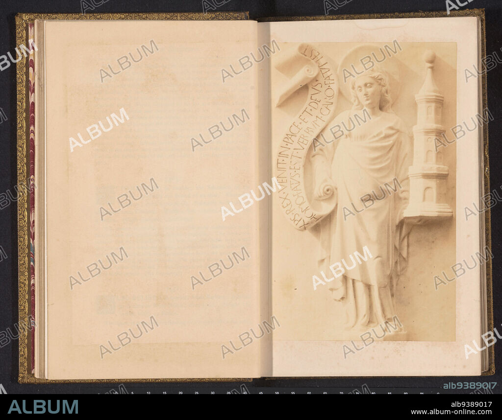 Relief showing Saint Barbara holding a tower by Francesco Laurana, anonymous, c. 1852 - in or before 1862, photographic support, albumen print, height 204 mm × width 128 mm.