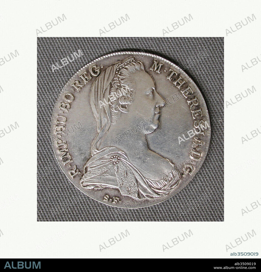 Thaler of Empress Maria Theresa, 1780, Austrian, Silver, 2.5 x 39.5 mm, 26g, Coins, The legend in Latin on the obverse reads: M[ARIA] THERESIA D[EI] G[RATIA] R[OMANORVM] IMP[ERATRIX] HV[NGARIAE] BO[HEMIAE] REG[INA] (Maria Theresa, by the Grace of God, Empress of the Romans, Queen of Hungary and Bohemia).