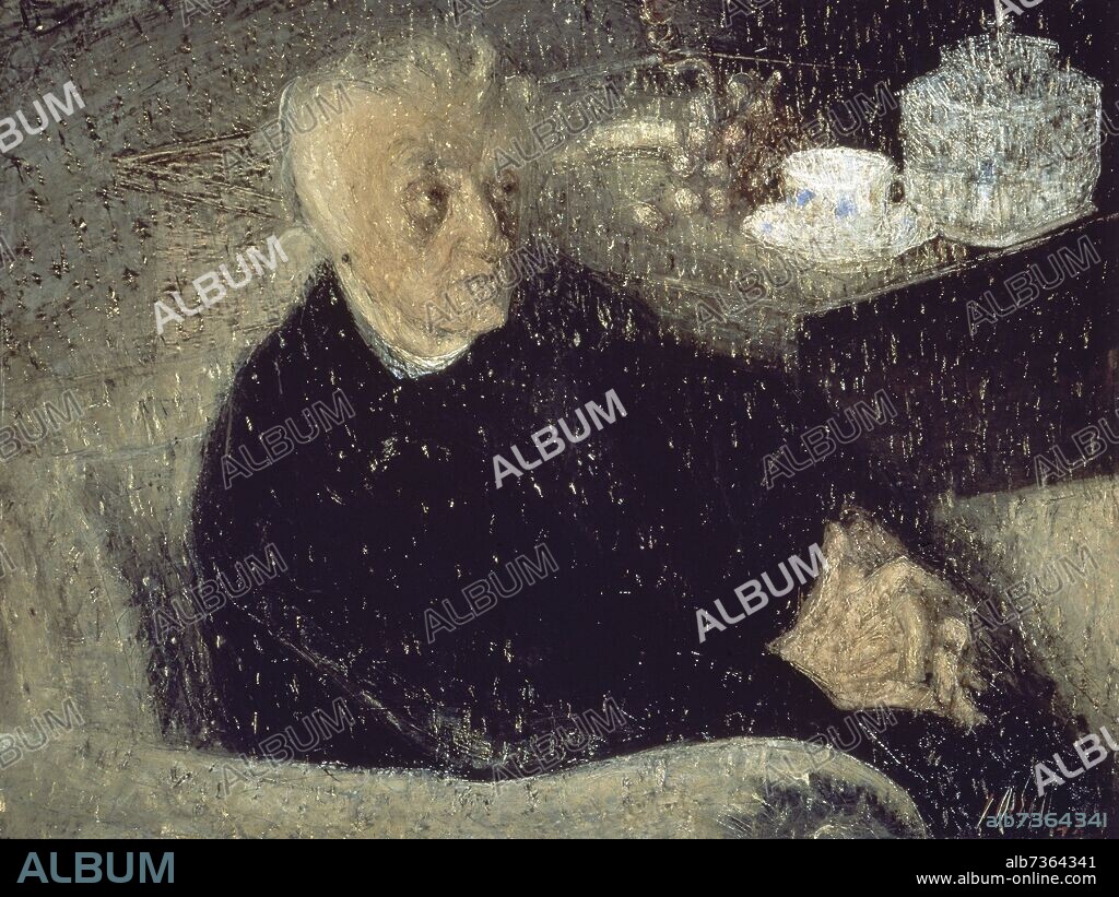 PANCHO COSSIO / FRANCISCO GUTIERREZ COSSIO. RETRATO DE LA MADRE DEL ARTISTA 1942 - OLEO/LIENZO 64X85 CM.
