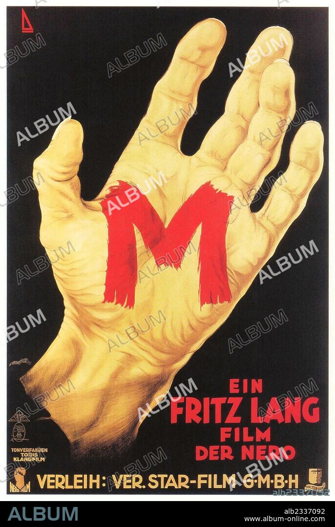 Poster of M, 1931, directed by FRITZ LANG. Copyright NERO-FILM AG, BERLIN.