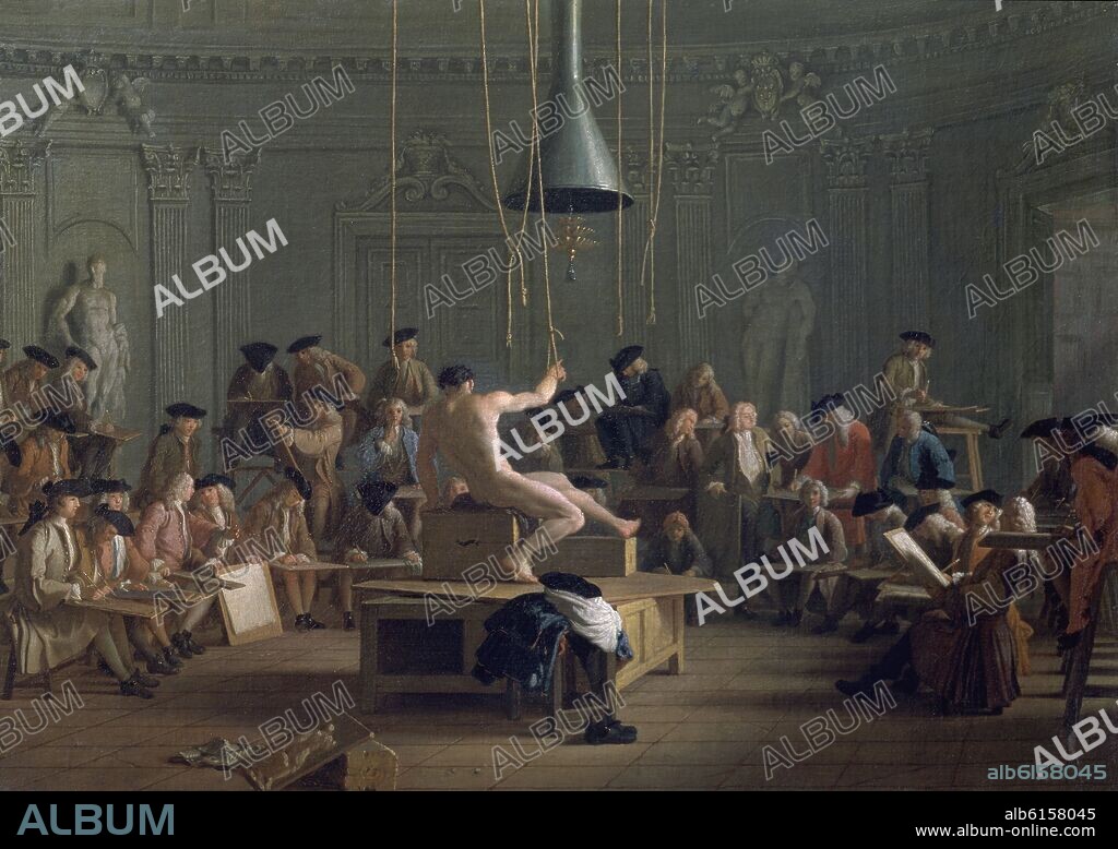 MICHEL-ANGE HOUASSE (1680-1730). ACADEMIA DE DIBUJO-1715-OLEO/LIENZO-61X7,5 CM       (*1680/+1730).
