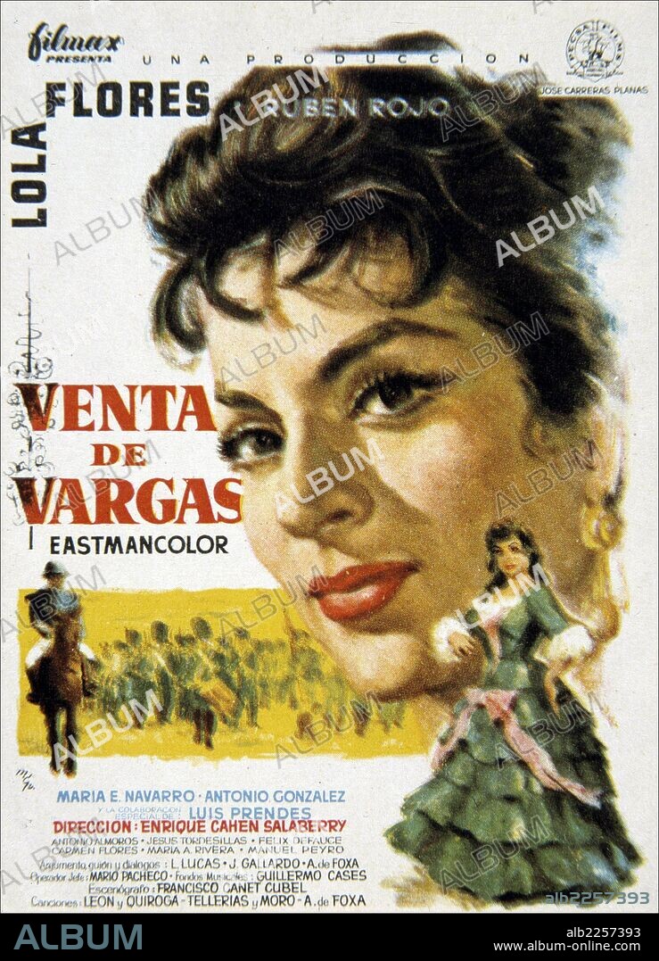 PELICULA : VENTA DE VARGAS , 1958. BASADA EN LA NOVELA HOMONIMA DE JOSE GALLARDO. DIRECTOR , ENRIQUE CAHEN SALABERRY. ACTORES , LOLA FLORES. FLORES, LOLA. ACTRIZ Y CANTANTE ESPAÑOLA. JEREZ DE LA FRONTERA 1925-1995.