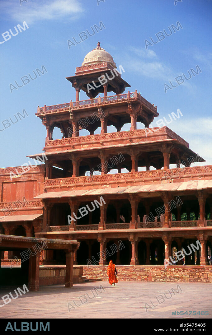 The Panch Mahal, a five-storeyed sandstone pavilion, was built for the queens of the Mughal emperor Akbar. Fatehpur Sikri (the City of Victory) was built during the second half of the 16th century by the Emperor Akbar (r. 1556-1605). It was the capital of the Mughal Empire for 10 years.